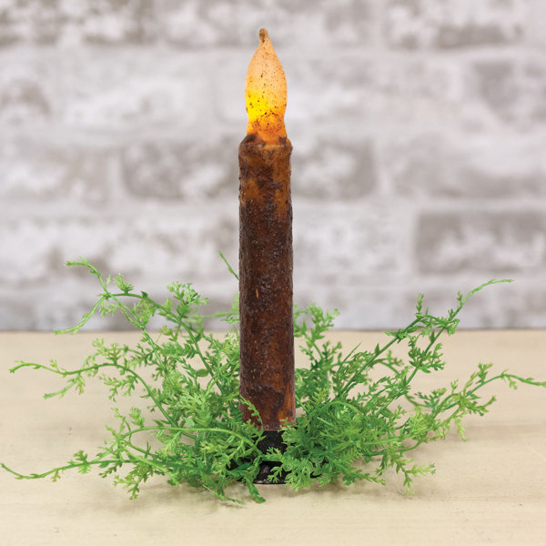 Set of 12 LED Burnt Mustard 4.5" Battery Operated TIMER Taper Candles 