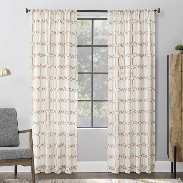 Scott Living Certo Linen Geometric Sheer Rod Pocket Single Curtain Panel Reviews Wayfair