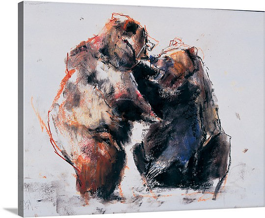 Canvas On Demand European Brown Bears 2001 Charcoal By Mark Adlington Painting Print On Canvas Wayfair