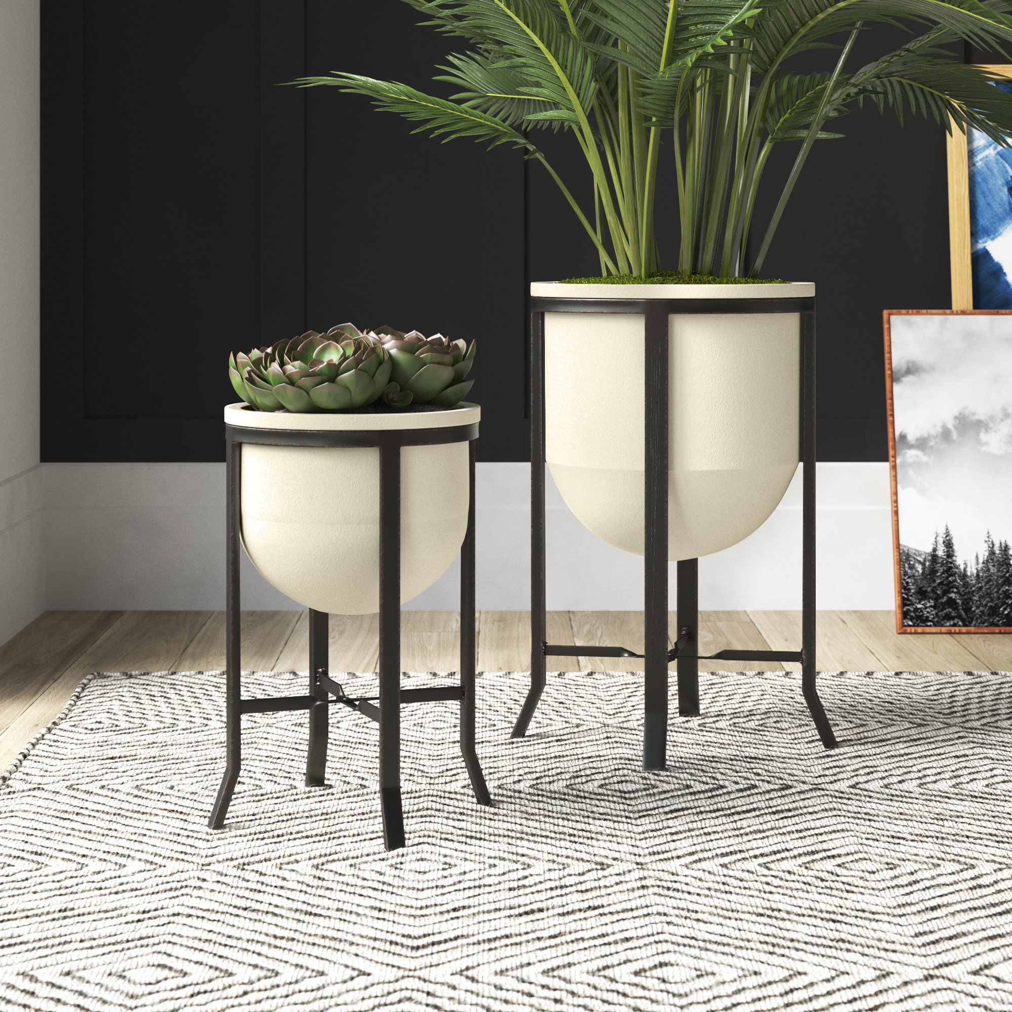 Wade Logan® Kittanning 2 Piece Metal Pot Planter Set & Reviews Wayfair