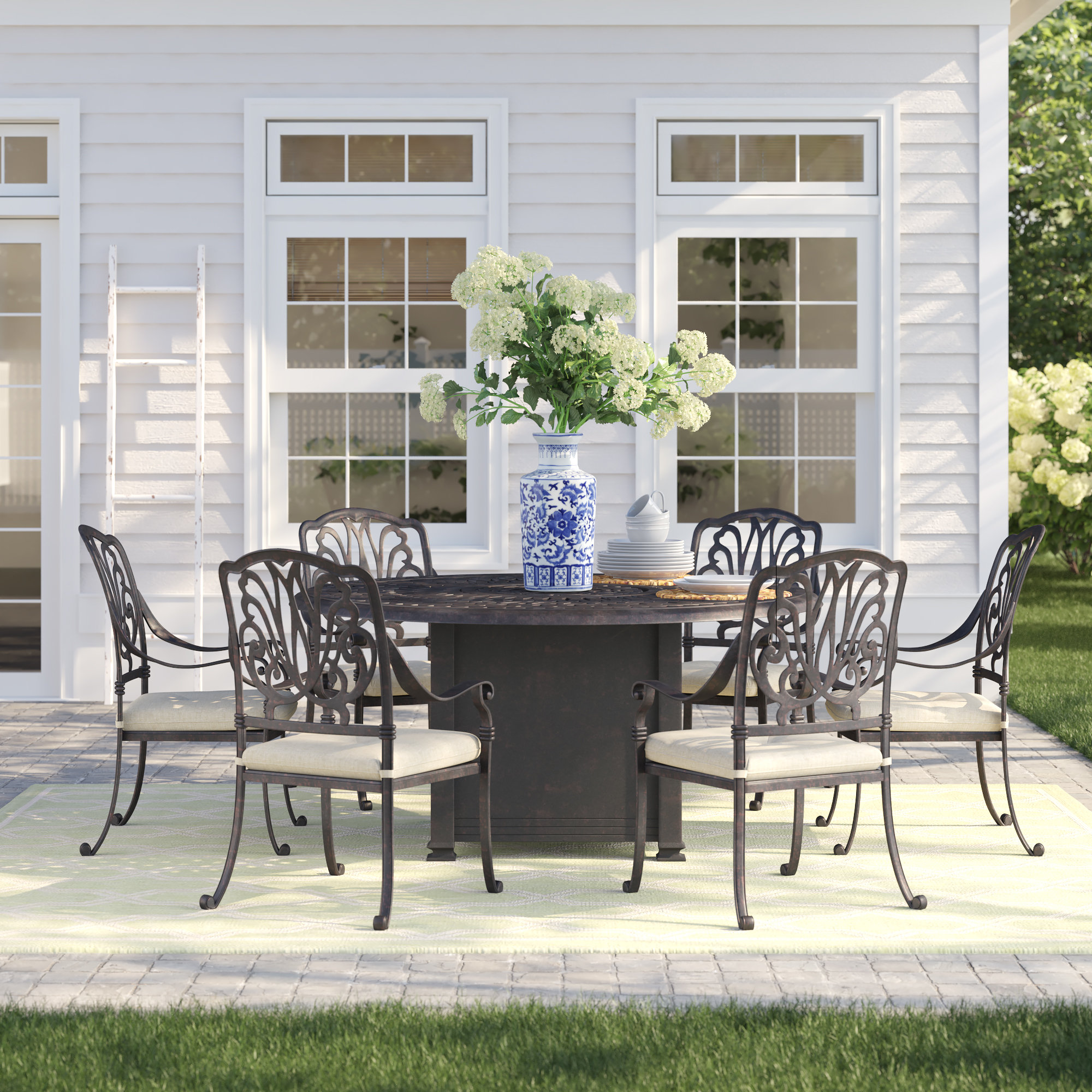 7pc metal folding patio dining set