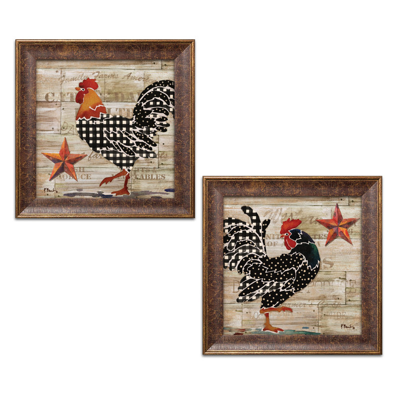 August Grove Farmhouse Kitchen Decor Rooster Barnstar 2 Piece