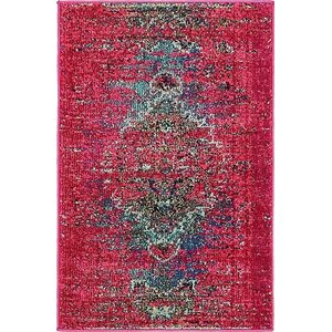 Glenn Machine woven Pink Area Rug