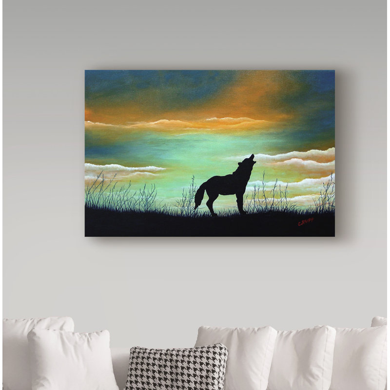 Millwood Pines Lone Wolf Silhouette Acrylic Painting Print On