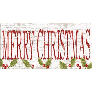 'Merry Christmas' Textual Art on Wrapped Canvas