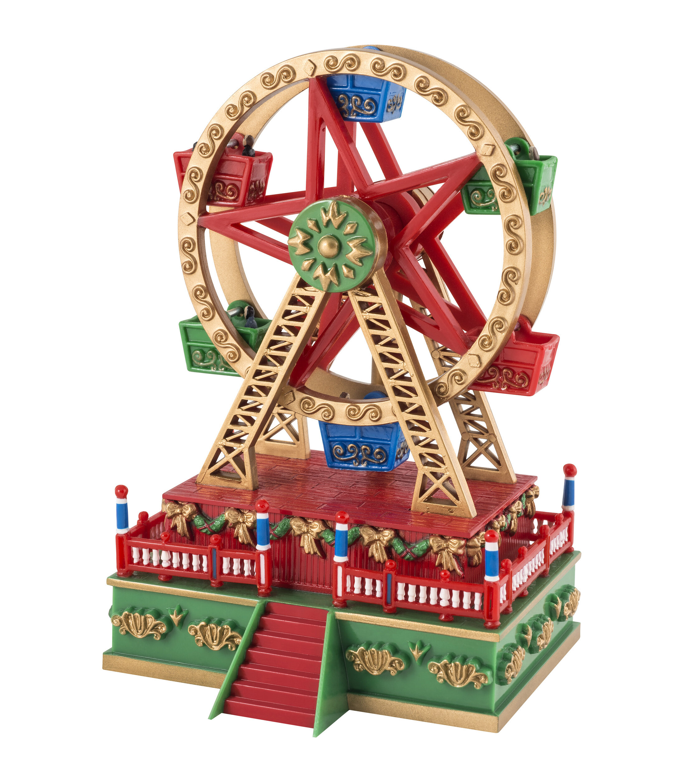 Illuminated Village Carnival Scene 6 Animated Ferris Wheel Animated Ferris Wheel and Carousel with Led Light Holiday Decoration Gifts Music 