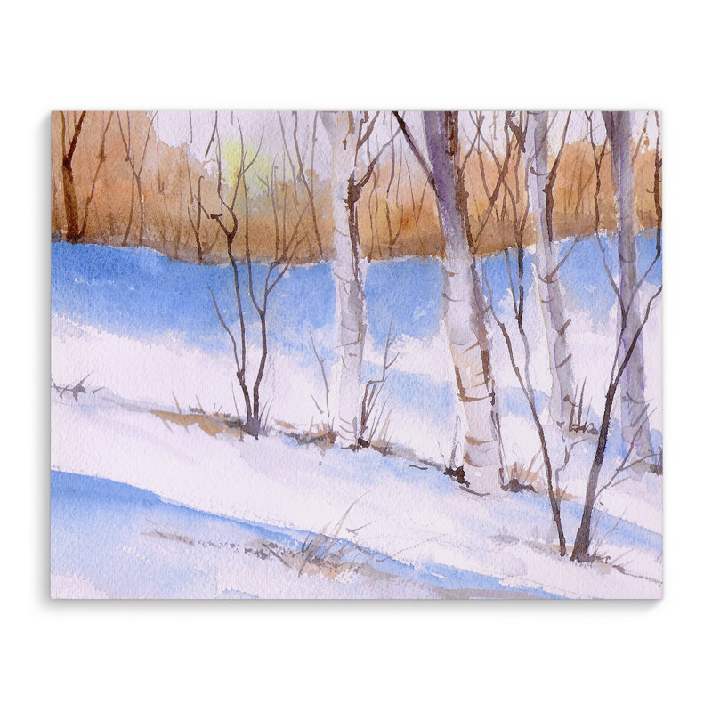 Millwood Pines Birch Trees With Blue Shadows Wrapped Canvas