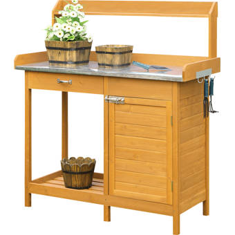 New England Arbors Burbank Deluxe Vinyl Potting Bench Reviews Wayfair Ca