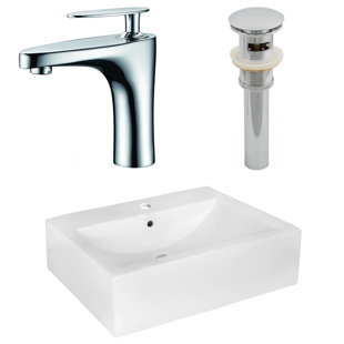 Go to store & view more images American Imaginations Ceramic Rectangular Vessel Bathroom Sink with Faucet and Overflow