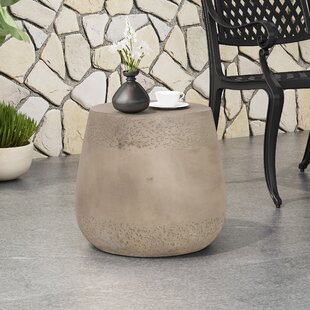 Outdoor End Side Table Modern Concrete Stone Gray Indoor Outdoor Patio Furniture 