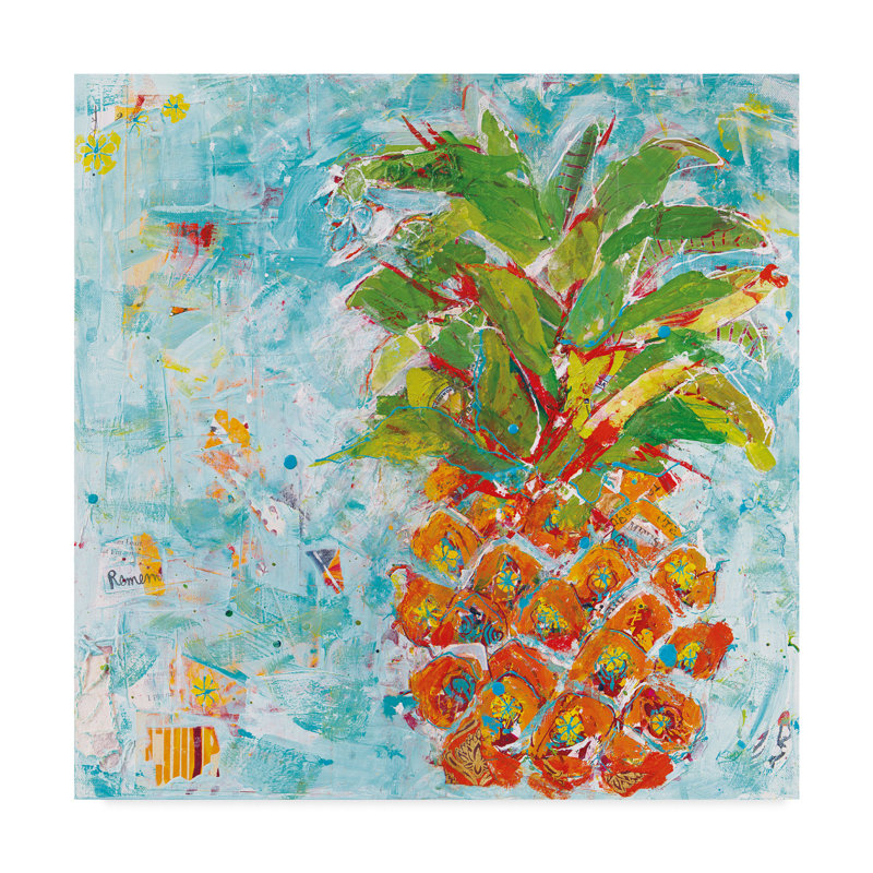Trademark Art Pineapple Bright Acrylic Painting Print On Wrapped