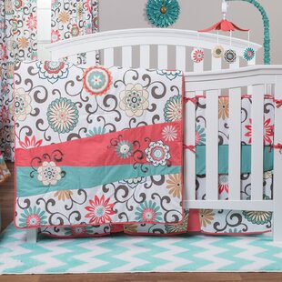 coral and teal arrow crib bedding