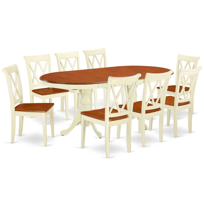 August Grove Raul 9 Piece Extendable Solid Wood Dining Set Wayfair