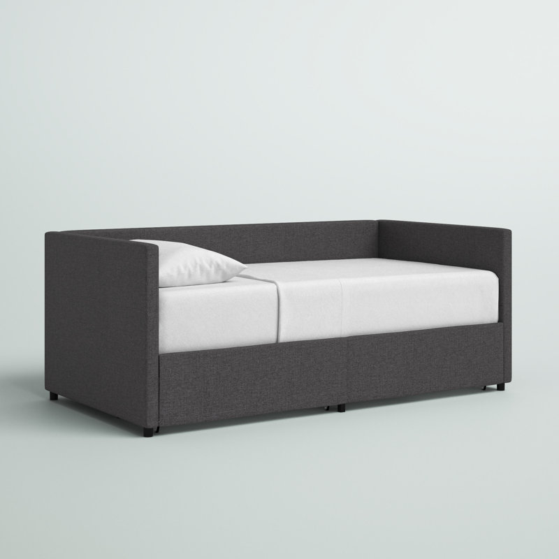 Dmitry Upholstered Daybed with Drawers Color: Gray, Size: Full