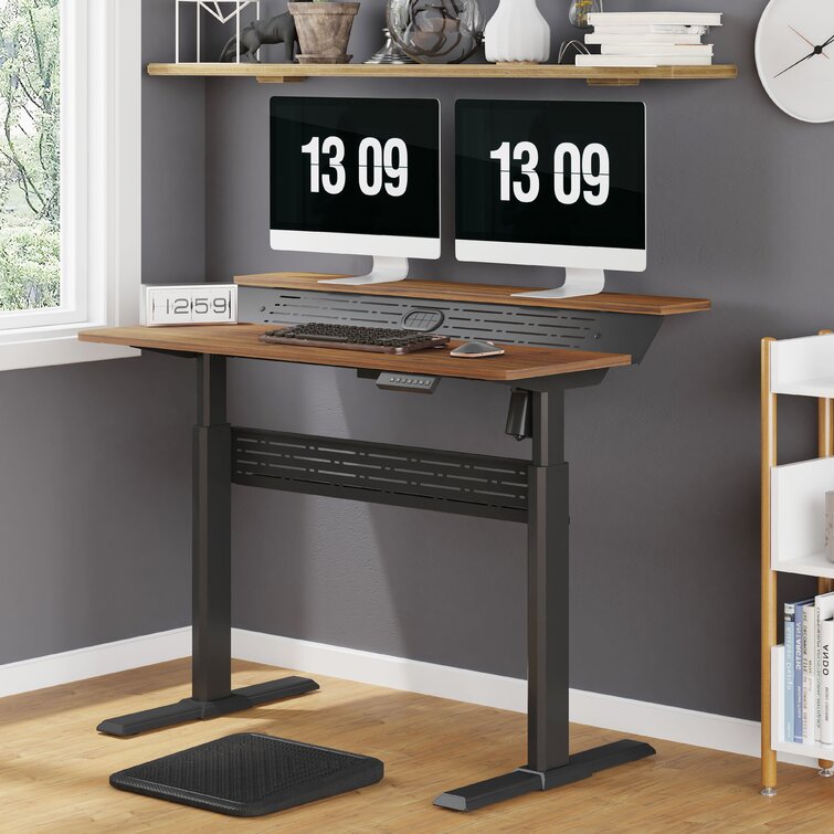Height Adjustable Standing Desk with Built in Outlets
