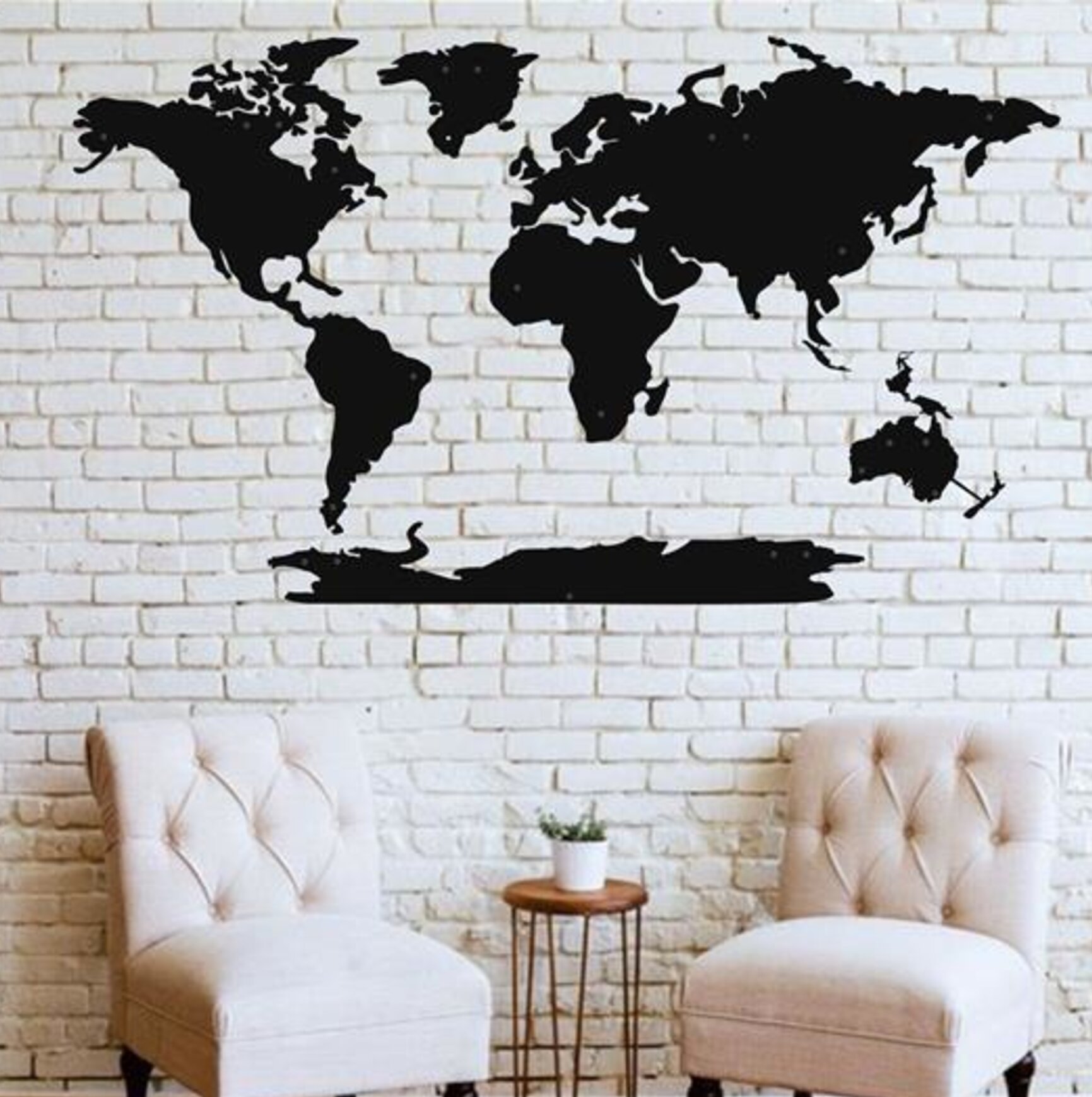 Home & Office decor Minimal Design World Map Metal Shelf Decor