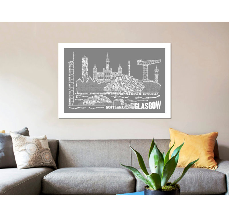 East Urban Home Glasgow Graphic Art Print On Canvas In Slate