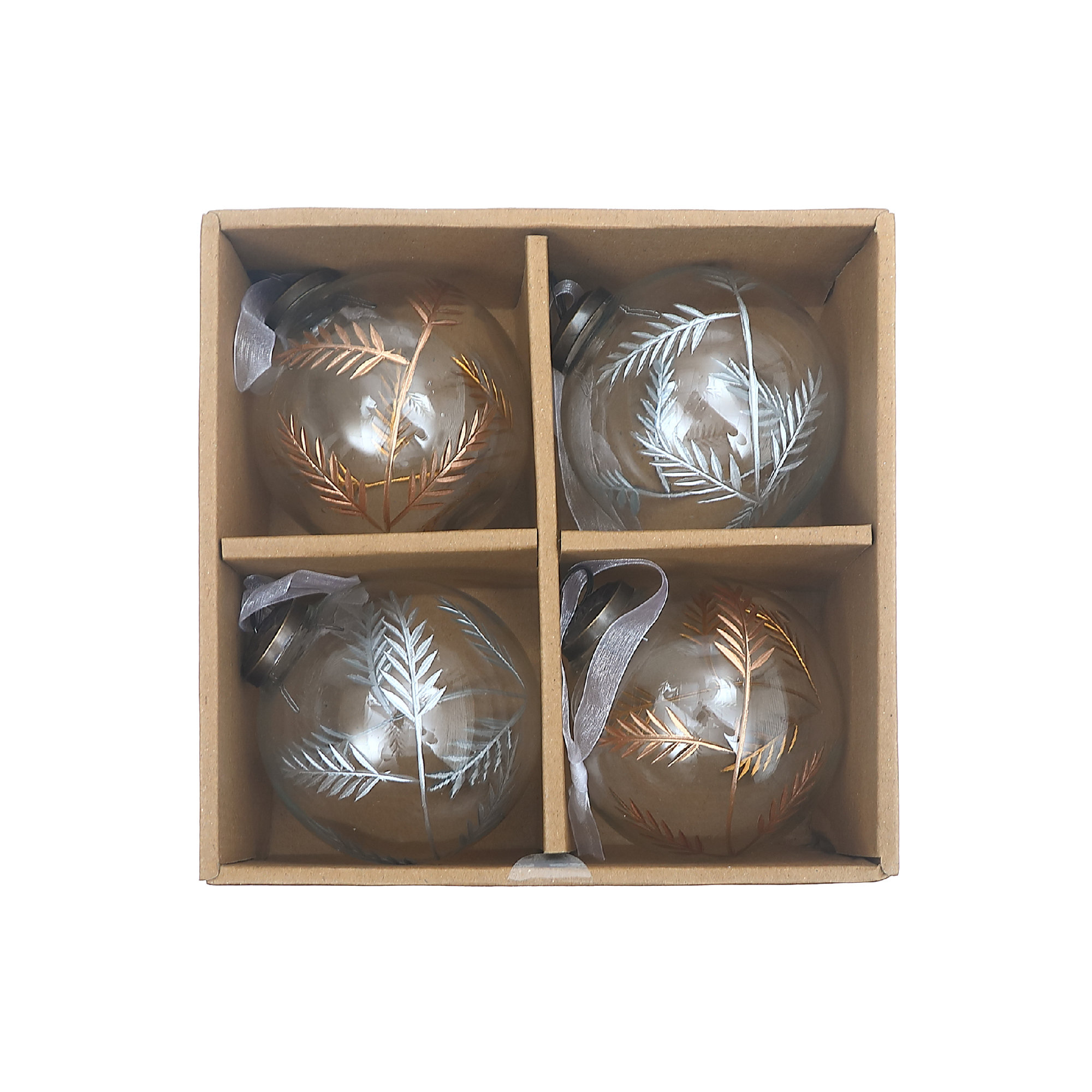 The Holiday Aisle® Glass with Leaf Etching Ball Ornament Wayfair
