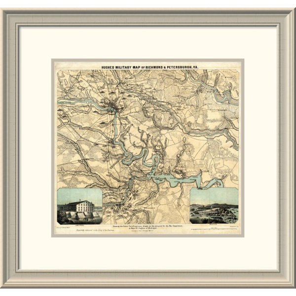 East Urban Home Hughes Military Map Of Richmond Petersburgh Virginia 1864 Framed Print Wayfair