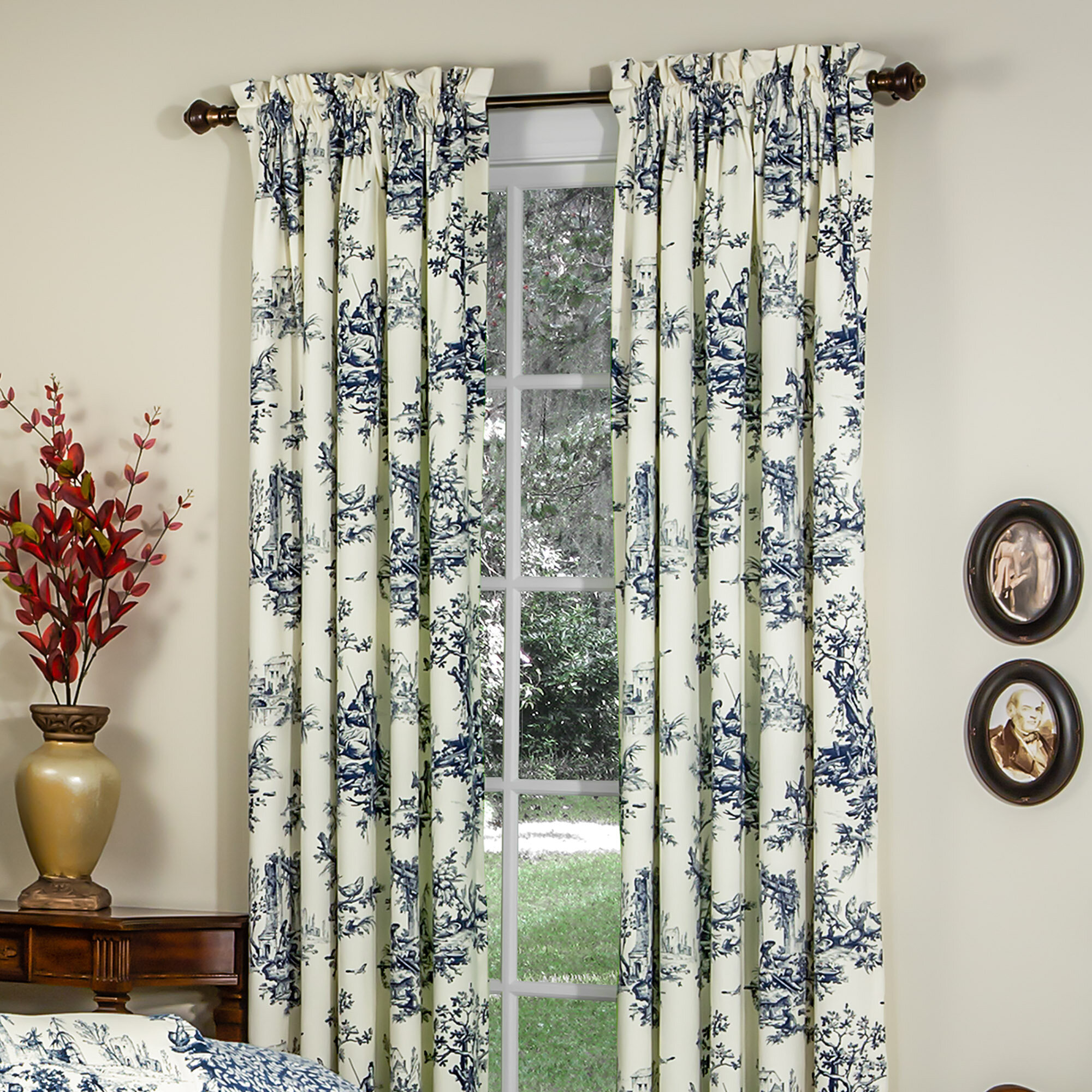 Ophelia Co Barbee 100 Cotton Toile Room Darkening Rod Pocket Curtain Panels Reviews Wayfair