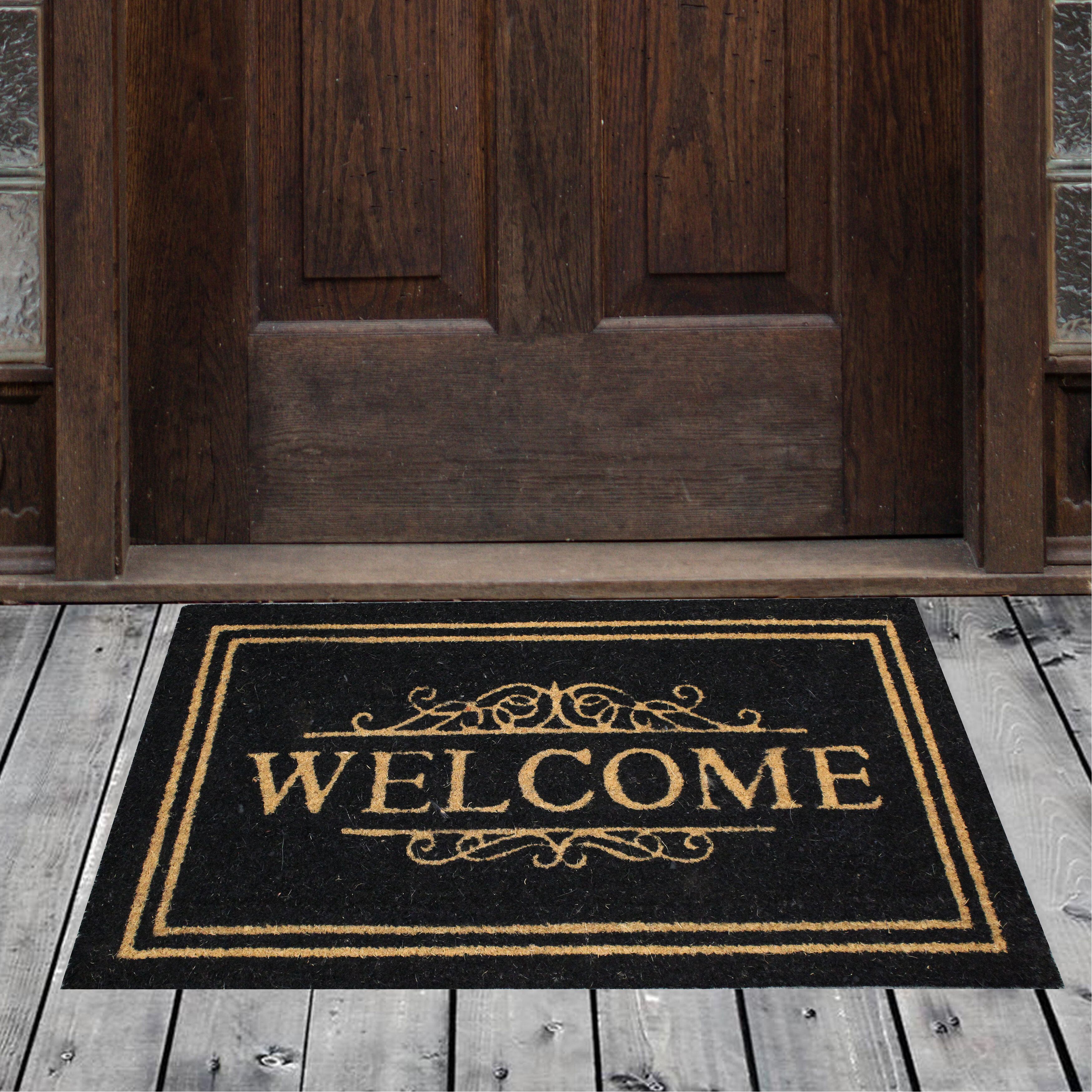 Fogel Classic Welcome Natural Coir 31 In X 20 In Non Slip Outdoor Door Mat