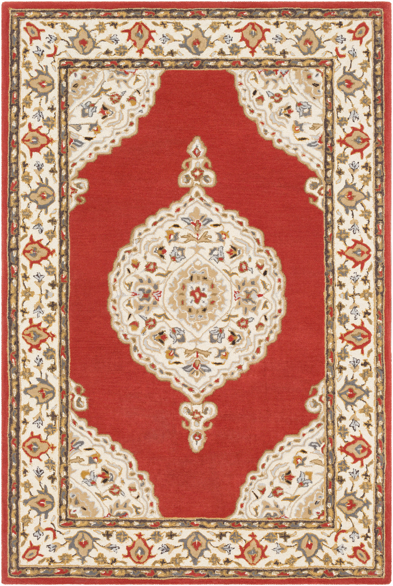Astoria Grand Hendrix Hand Tufted Wool Dark Red Cream Area Rug Astoria Grand Hendrix Hand Tufted Wool