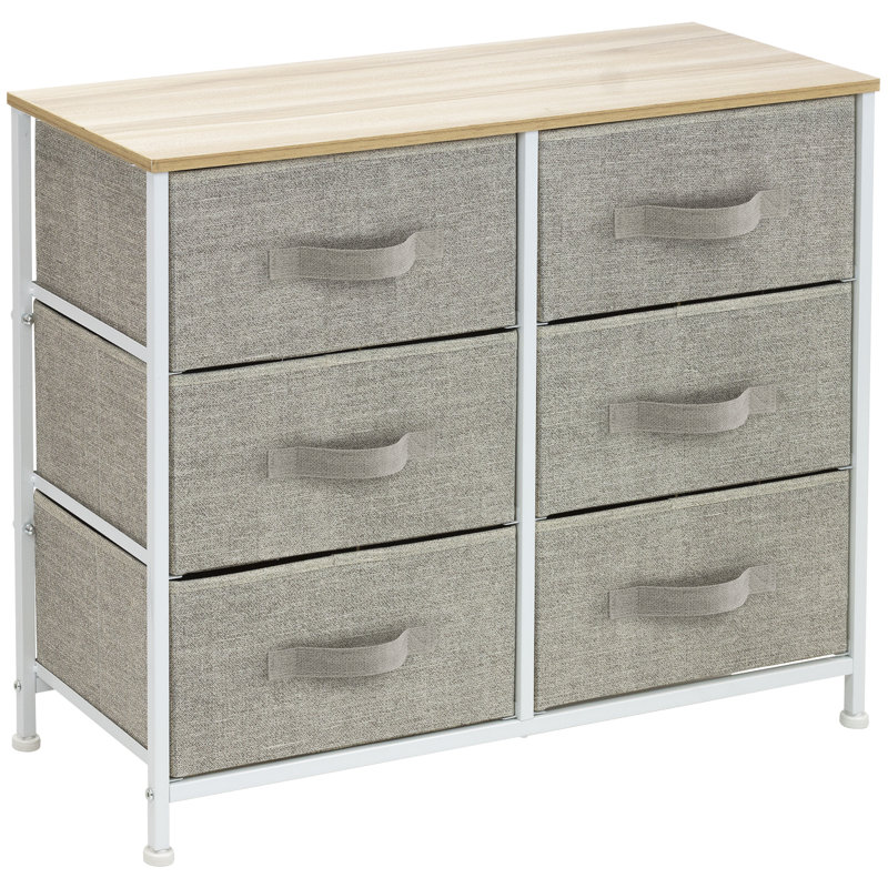 Ebern Designs Extra Wide Dresser Organizer With 6 Drawers Beige