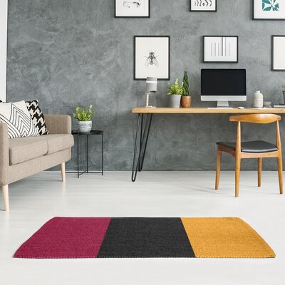 Striped Red/Black/Yellow Area Rug East Urban Home Rug Size: Rectangle 5' x 3'