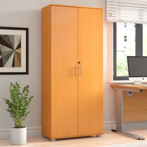 Office Elephant OE05-R1440OPB 1440mm high combination unit with open top and wood doors in beech 