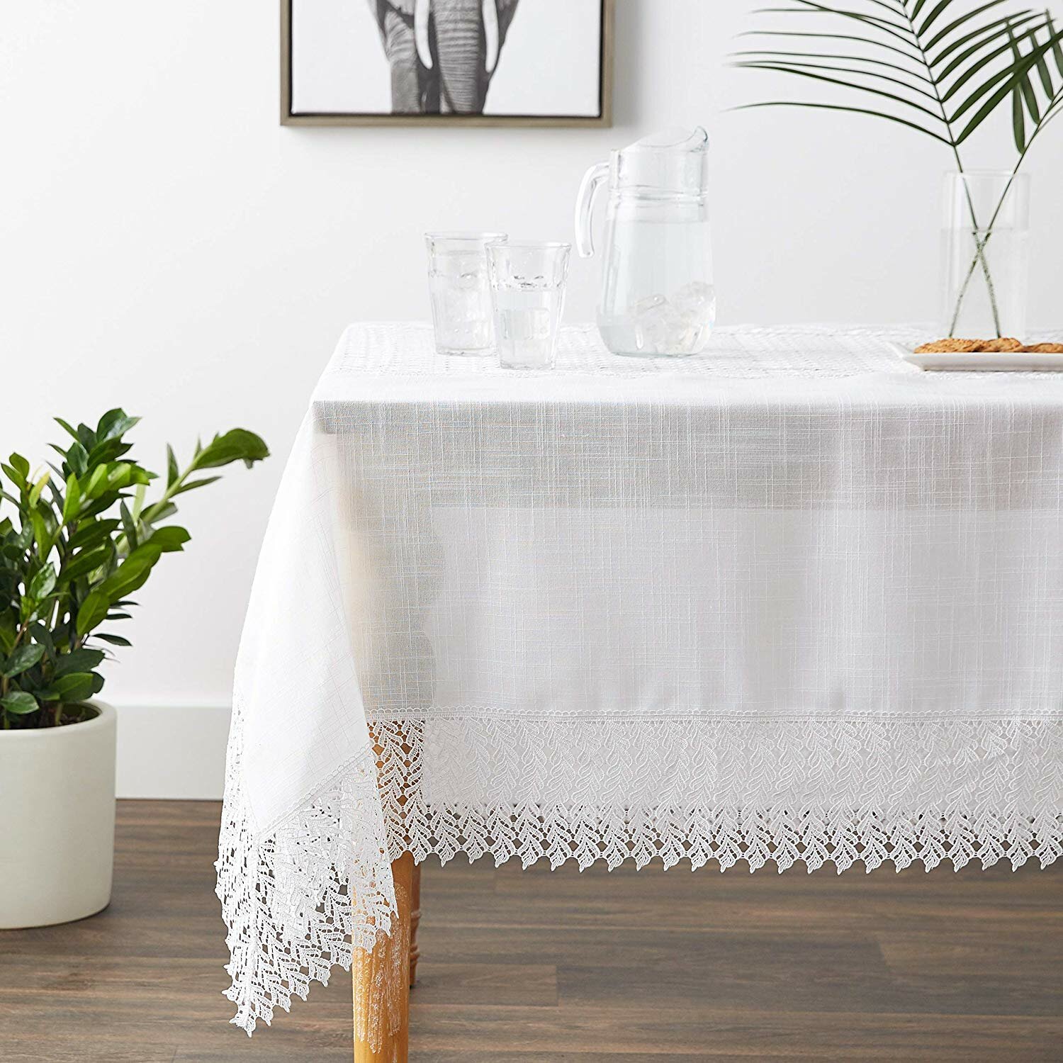 White Tablecloth Grega Design 59" x 59" Brazilian Lace 