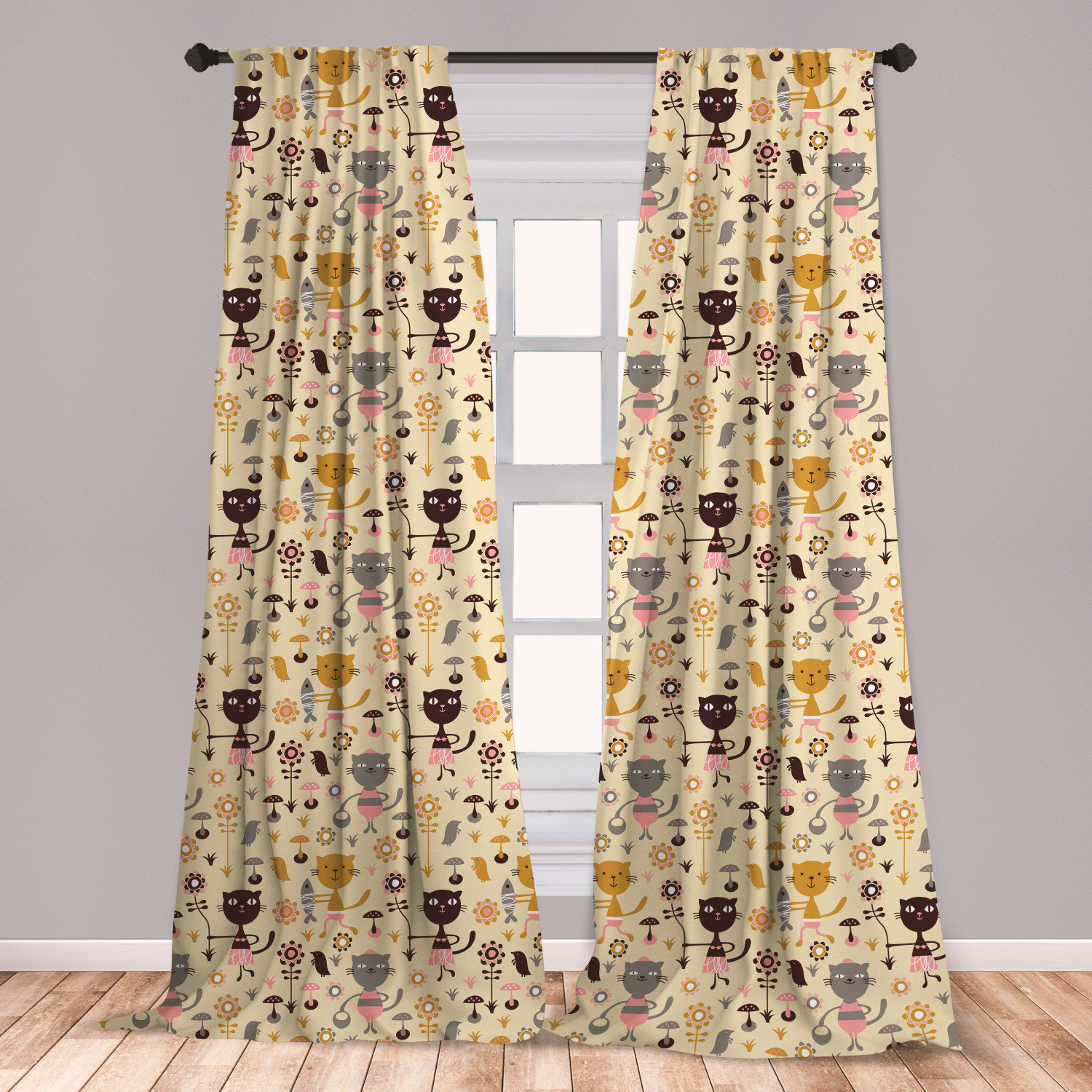 East Urban Home Cat Room Darkening Rod Pocket Curtain Panels Wayfair