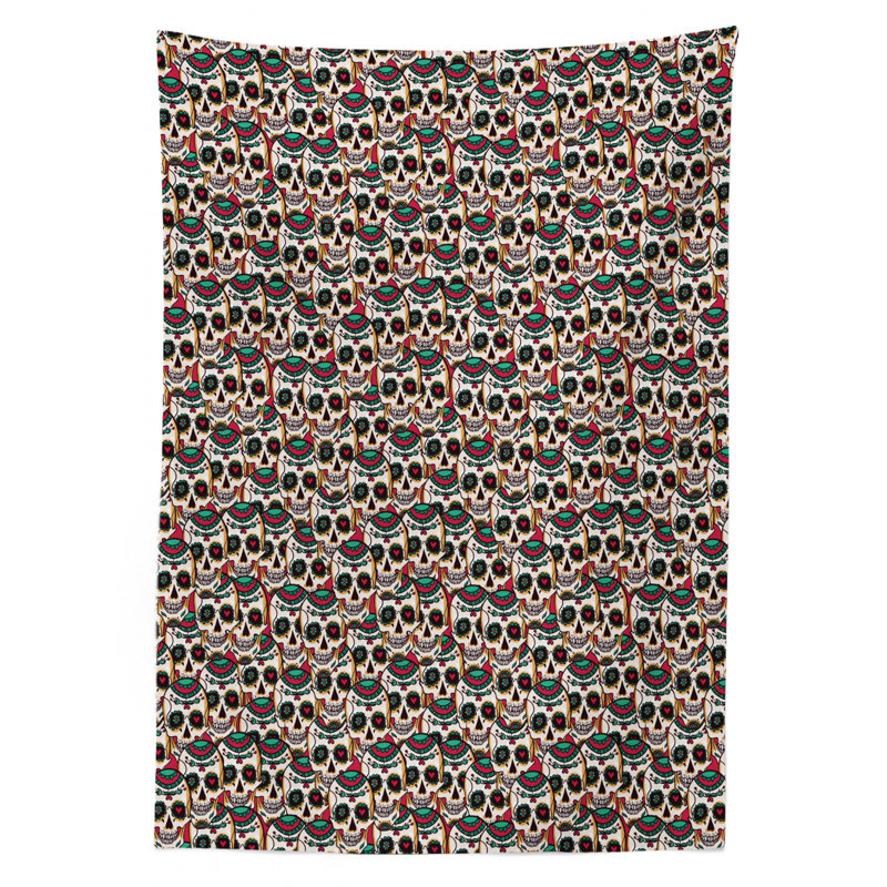East Urban Home Ambesonne Sugar Skull Tablecloth Creepy Head