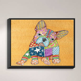 Dianochedesigns French Bulldog Framed Watercolor Painting Print