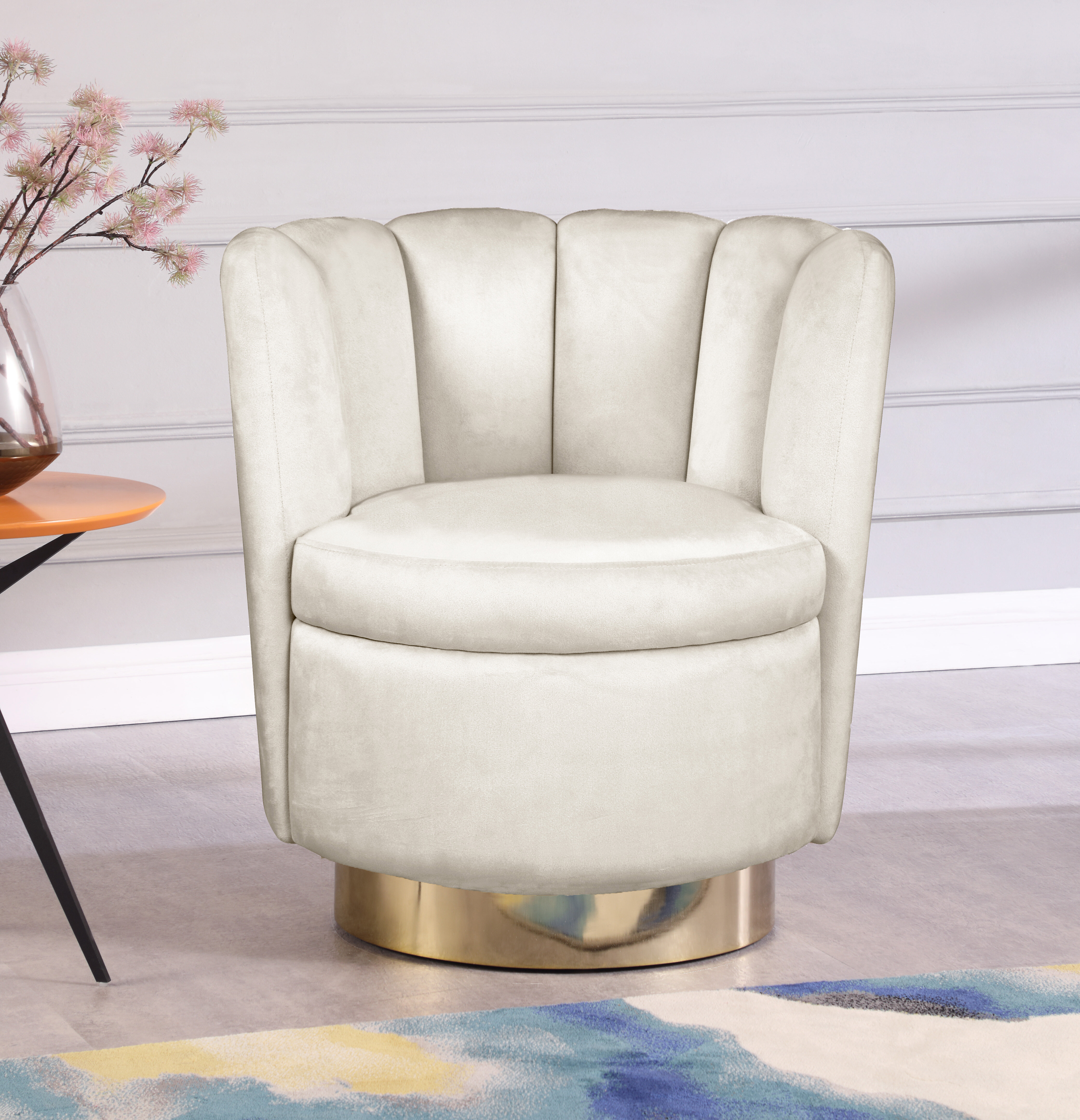 elegant swivel barrel chair