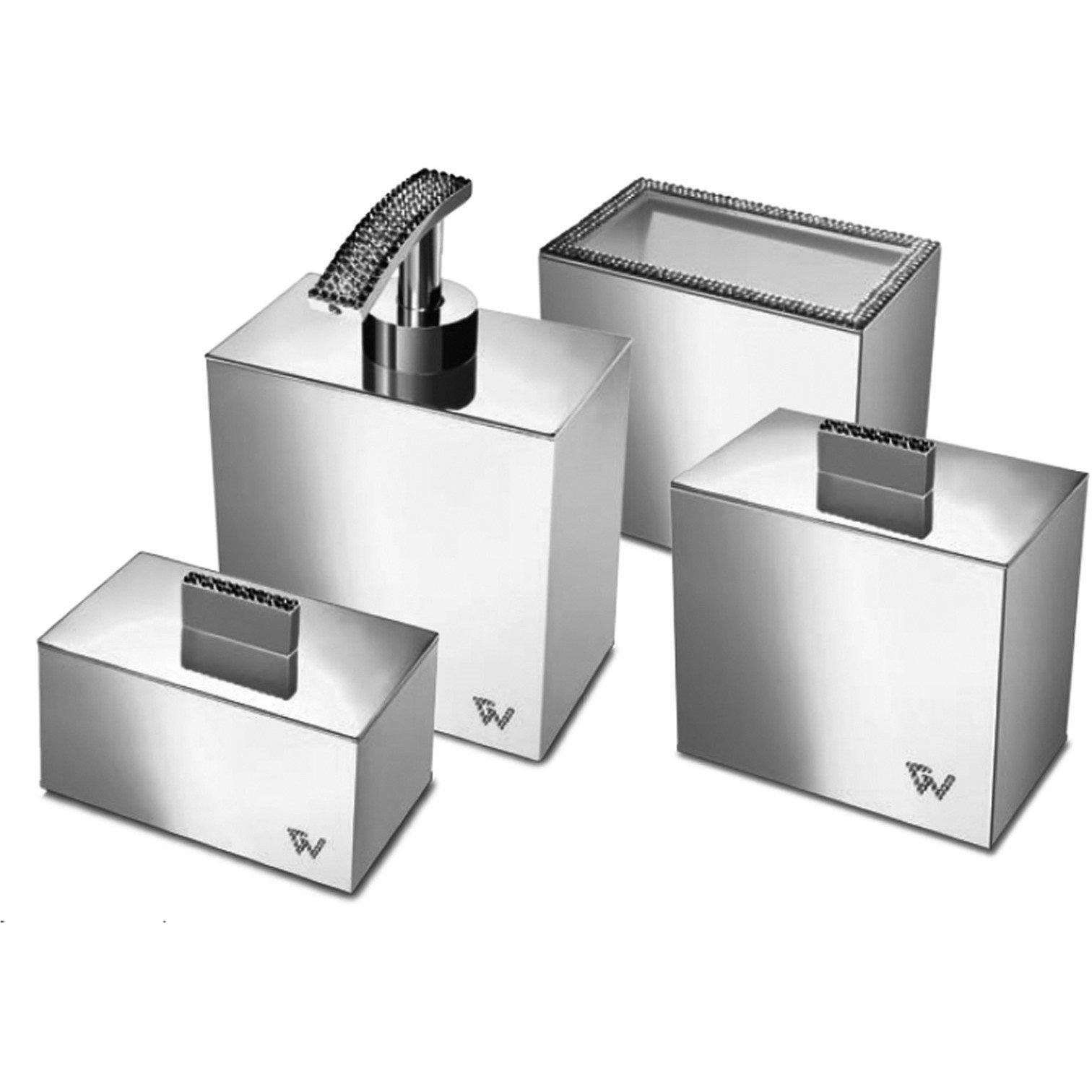 Rosdorf Park Patrice Square Swarovski 4 Piece Bathroom Accessory Set Wayfair