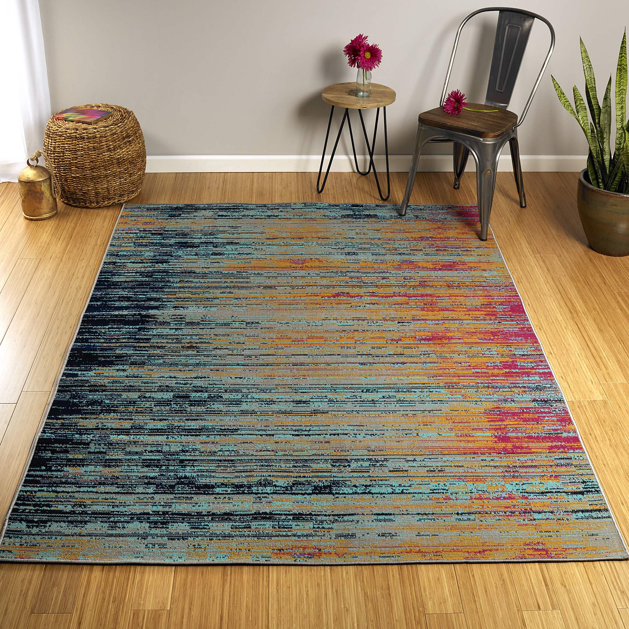 Brayden Studio® Hartung Abstract Turquoise Indoor/Outdoor Area Rug ...