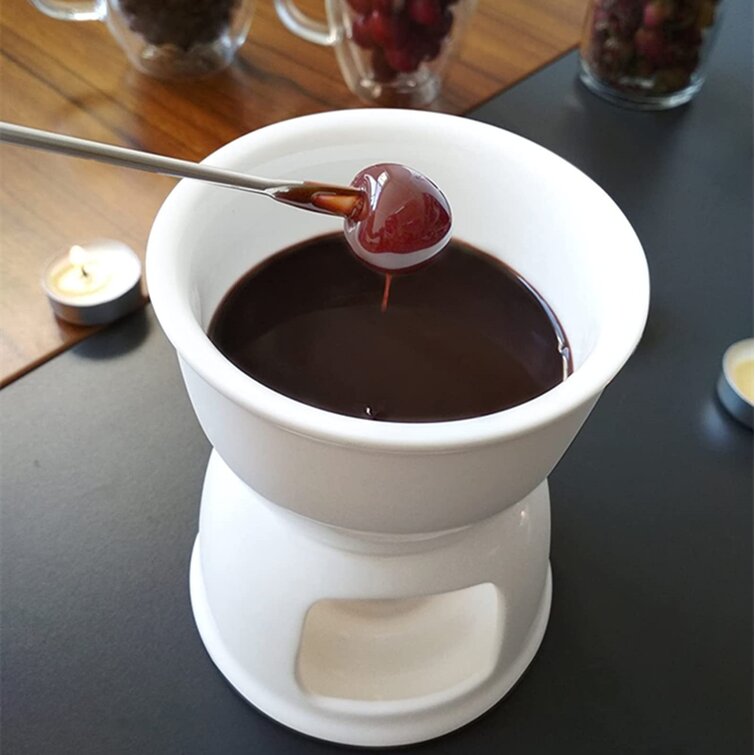 Fondue Mug Ceramic Melting Pot for Home Cheese Chocolate and Tapas D/L Newest Chocolate Fondue Set Porcelain Melting Pot 