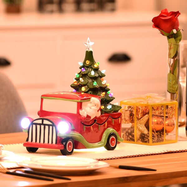 RED TRUCK WITH A TREE hanging decor Christmas Holidays Wood Farm 13.75” *US* 