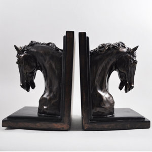 2-tlg. Buchstütze Vintage Horse Head von Castle..