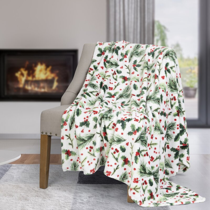 Super Soft Lightweight Cozy and Functional Holly Berries Throw