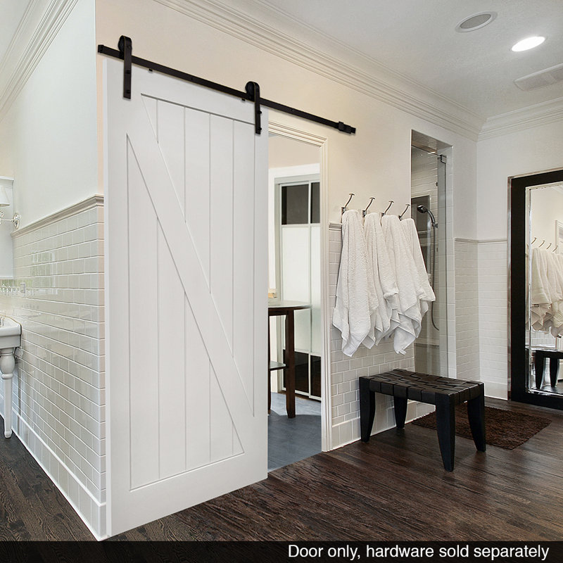 Verona Home Design Stile Rail Z Planked Manufactured Wood 2 Panel Stile Rail Z Planked Manufactured Wood 2 Panel White Interior Barn Door