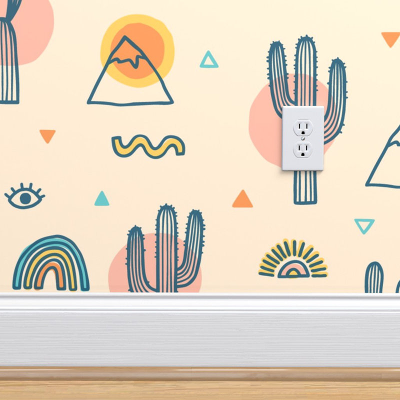 Isabelle Max Tinisha Southwestern Cacti Peel And Stick Wallpaper