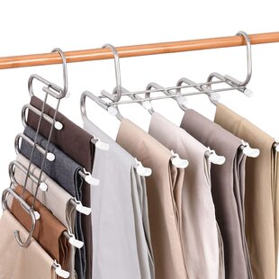 Xinapy Pants Hangers S-Shape,Folding Stainless Steel Non-Slip Trousers Hangers Jeans Organizer Space Saving Clothes Hanging Storage Rack Organizer for Scarfs Ties Towels