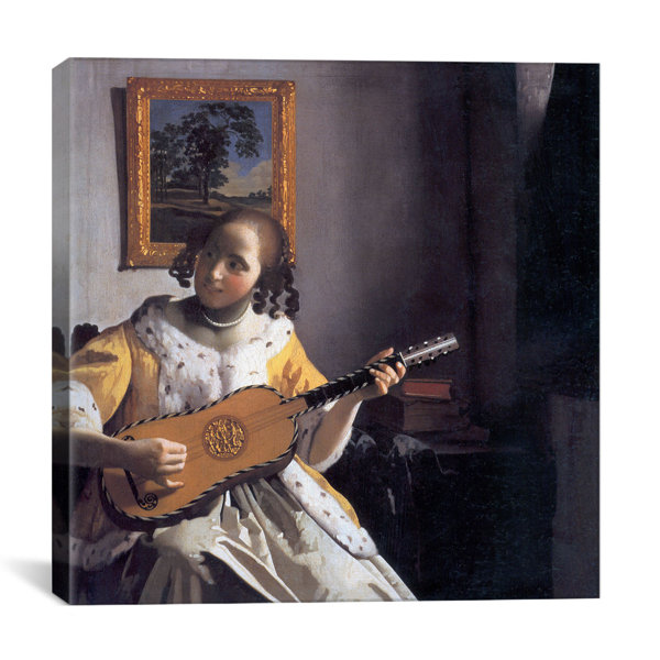 Icanvas The Guitar Player By Johannes Vermeer Painting Print On