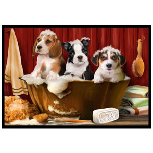 Beagle, Boston Terrier and Jack Russel in the Tub Doormat