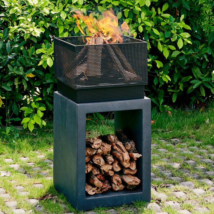 Wrought Studio Dellroy Outdoor Polyresin Wood Burning Fire Pit