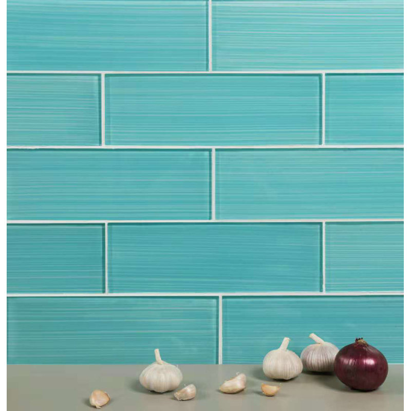 Glass Subway Backsplash Tile Bambu Hand Painted Series for Kitchen and Bathroom by WS Tiles WST-17PH 4 x 12 Individual 5 SqFt, Soft Gray