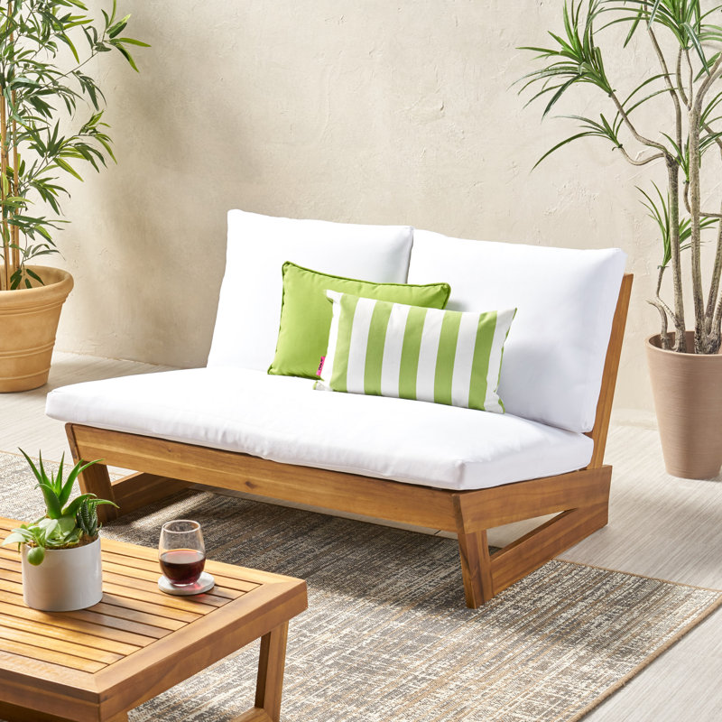 Ebern Designs Pekalongan Outdoor Loveseat with Cushions & Reviews Wayfair