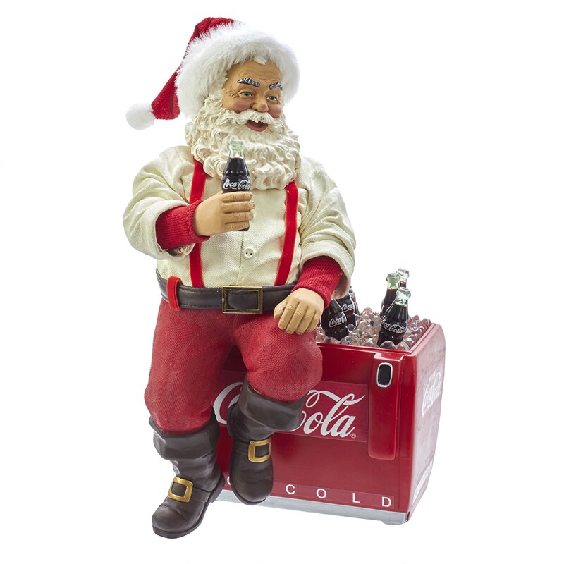 Coca-Cola Santa Sitting on Cooler Table