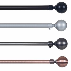 Sphere Single Curtain Rod and Hardware Set